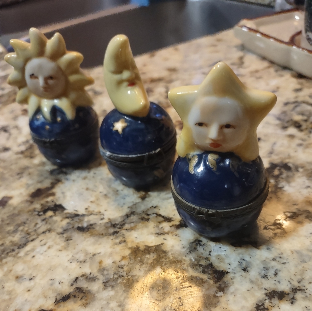 COPY - Celestial sun, moon, star trinket box bundle, set of 3